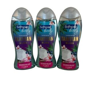 3x Softsoap Body Wash Tahitian Bliss Coconut & Blueberries Scent 20 Oz Ea